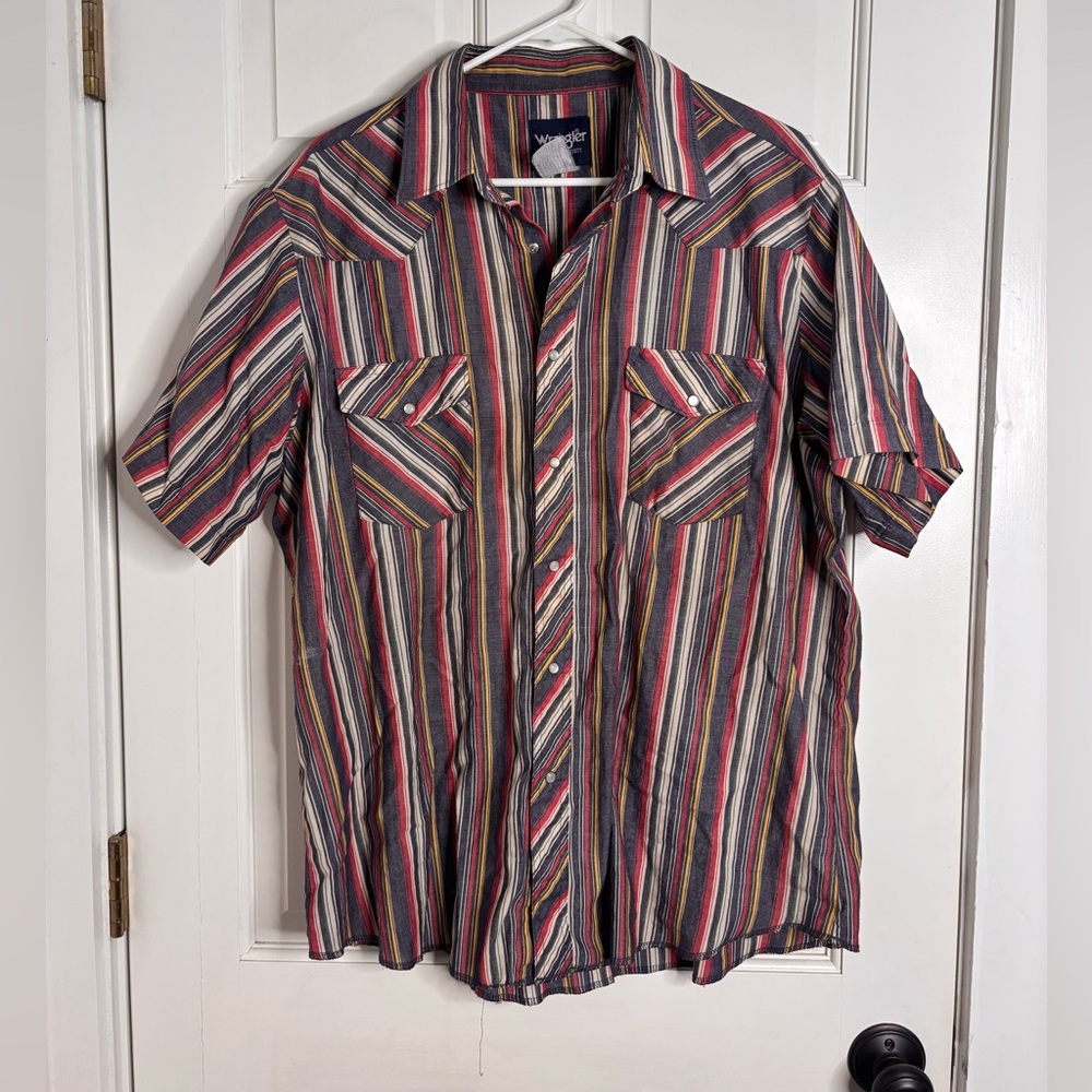 Vintage Wrangler Men's Western Striped Button Down Shirt